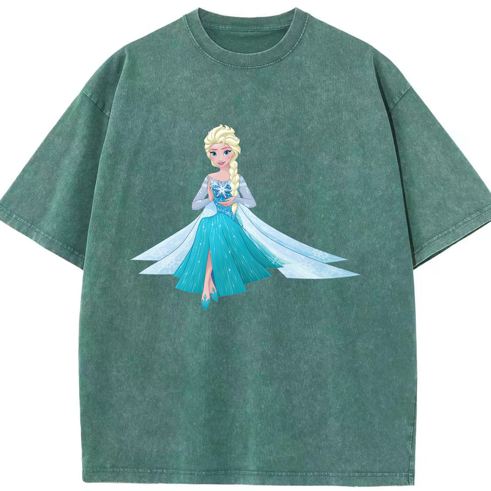 （画像用） アナと雪の女王 アンナ エルサ Frozen Anna Elsa 綿100% ヴィンテージ風 半袖Tシャツ（フロントプリント）